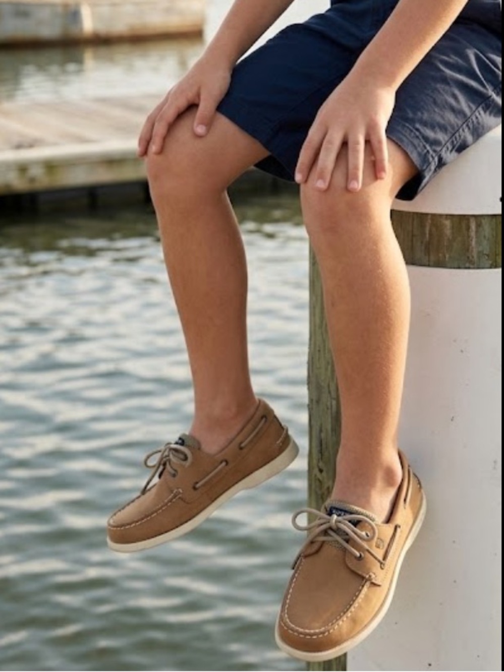 Sperry Tan Leather Moccasin Boat Shoes for Boys